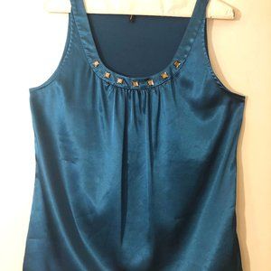 Daisy Fuentes Teal Satin Tank Top Med